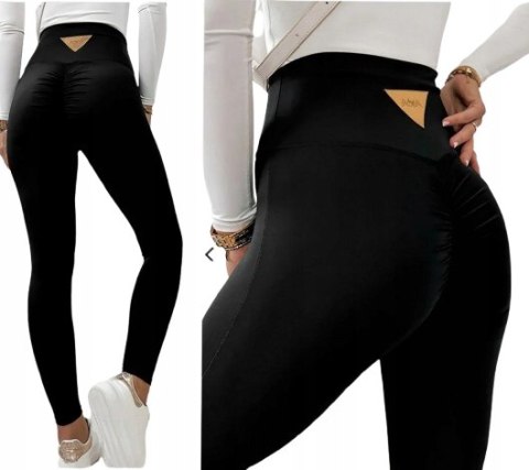 Legginsy sportowe damskie PUSH UP marszczenia SIŁOWNIA Leginsy M/L