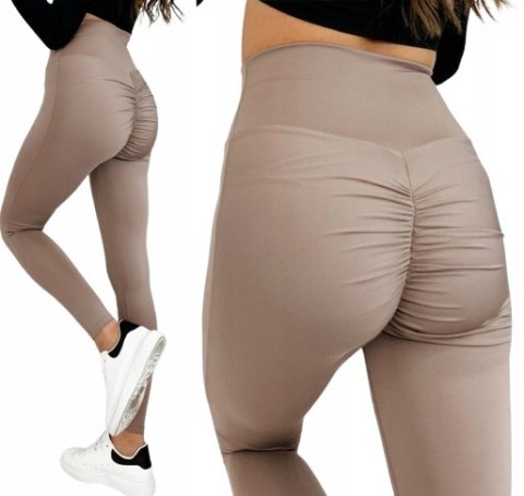 Legginsy sportowe damskie PUSH UP marszczenia SIŁOWNIA KOLORY!