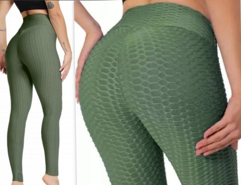Legginsy PUSH UP sportowe FITNESS KARBOWANE KOLORY L/XL Legginsy PUSH UP sportowe FITNESS KARBOWANE KOLORY L/XL