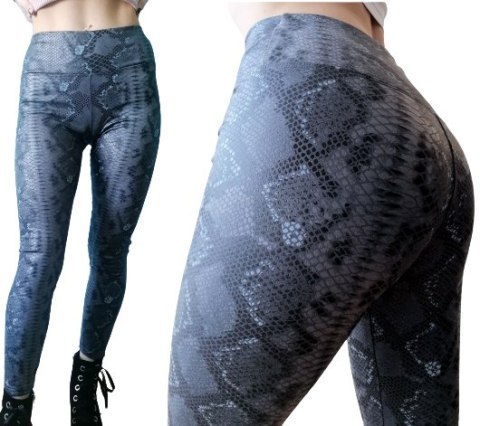 CZARNE WOSKOWANE SPODNIE LEGGINSY WZÓR WĘŻA L/XL CZARNE WOSKOWANE SPODNIE LEGGINSY WZÓR WĘŻA L/XL